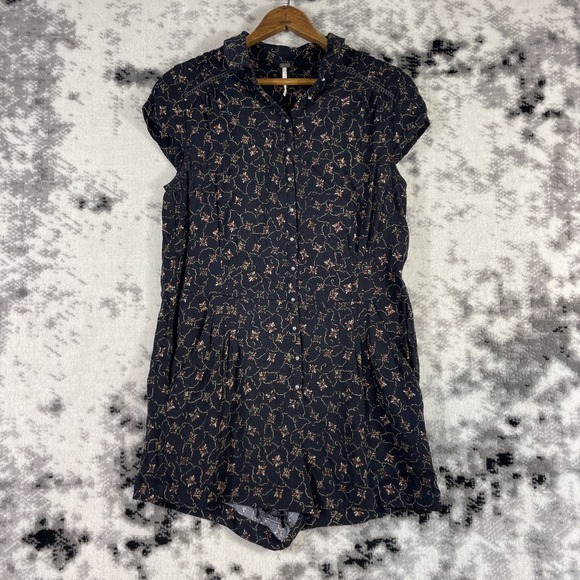 Free People Pants - Free People Debbie Dot Romber Womens Size Extra Small Black Floral Boho Hippie